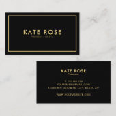 Minimalistisch zwart goud visitekaartje (Voorkant / Achterkant)