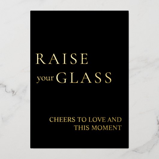 Minimalistisch Zwart & Goud Wedding Bar Teken Folie Feestdagenkaart (Voorkant)