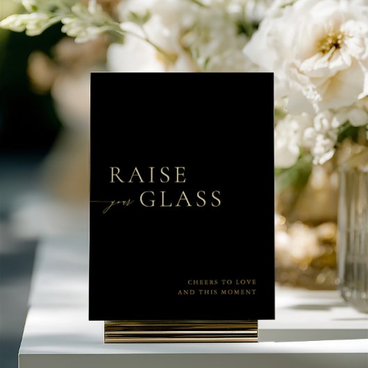 Minimalistisch Zwart & Goud Wedding Bar Teken Folie Uitnodiging