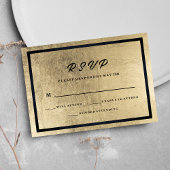 Minimalistisch zwart goudbruin RSVP Kaartje