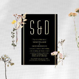 Minimalistisch zwart Gouden Eenvoudig Folie Uitnodiging