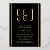 Minimalistisch zwart Gouden Eenvoudig Folie Uitnodiging (Voorkant)