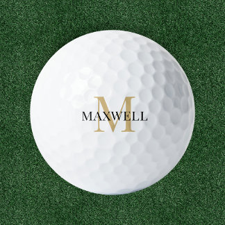Minimalistisch zwart goudmonogram golfballen