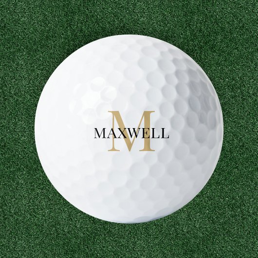 Minimalistisch zwart goudmonogram golfballen