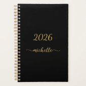 Minimalistisch zwart goudmonogram, meisjesscript planner (Voorkant)