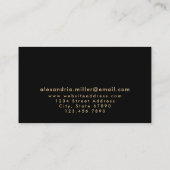 Minimalistisch zwart goudmonogram visitekaartje (Achterkant)