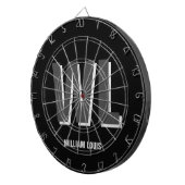 Minimalistisch zwart-grijs gepersonaliseerd monogr dartbord (Voorkant Rechts)