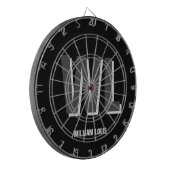 Minimalistisch zwart-grijs gepersonaliseerd monogr dartbord (Voorkant Links)