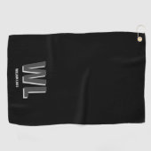 Minimalistisch zwart-grijs gepersonaliseerd monogr golfhanddoek (Horizontaal)
