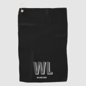 Minimalistisch zwart-grijs gepersonaliseerd monogr golfhanddoek (Voorkant)