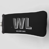 Minimalistisch zwart-grijs gepersonaliseerd monogr golfheadcover (Voorkant)