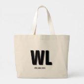 Minimalistisch zwart-grijs gepersonaliseerd monogr grote tote bag (Achterkant)