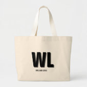Minimalistisch zwart-grijs gepersonaliseerd monogr grote tote bag (Voorkant)