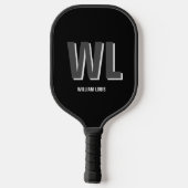 Minimalistisch zwart-grijs gepersonaliseerd monogr pickleball paddle (Achterkant)