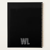 Minimalistisch zwart-grijs gepersonaliseerd monogr planner (Achterkant)