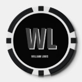 Minimalistisch zwart-grijs gepersonaliseerd monogr poker chips (Voorkant)