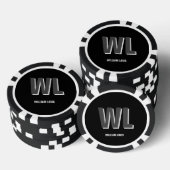 Minimalistisch zwart-grijs gepersonaliseerd monogr poker chips (Opstapeling)