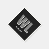 Minimalistisch zwart-grijs gepersonaliseerd monogr servet (Hoek)