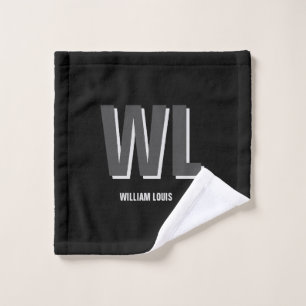 Minimalistisch zwart-grijs gepersonaliseerd monogr washandje