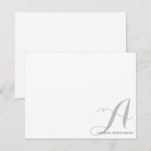 Minimalistisch zwart grijs Initiaal monogram scrip Notitiekaartje (Voorkant / Achterkant)