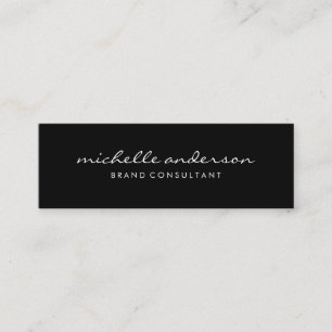 Minimalistisch zwart grijs met cursieve tekst mini visitekaartje