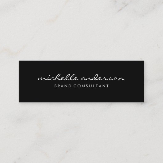 Minimalistisch zwart grijs met cursieve tekst mini visitekaartje (Voorkant)