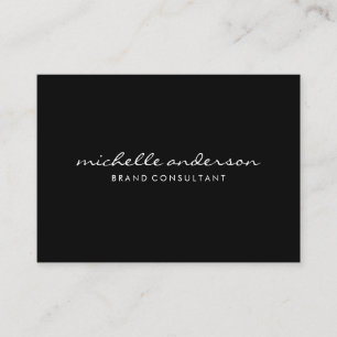 Minimalistisch zwart grijs met cursieve tekst visitekaartje