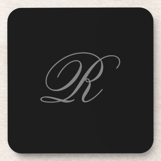 Minimalistisch zwart grijs vlak toevoegen Monogram Bier Onderzetter (Voorkant)