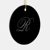 Minimalistisch zwart grijs vlak toevoegen Monogram Keramisch Ornament (Rechts)