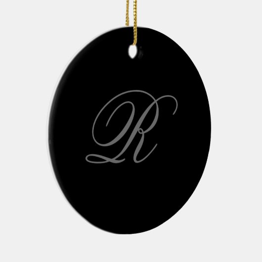 Minimalistisch zwart grijs vlak toevoegen Monogram Keramisch Ornament (Rechts)