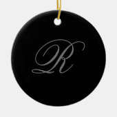 Minimalistisch zwart grijs vlak toevoegen Monogram Keramisch Ornament (Voorkant)