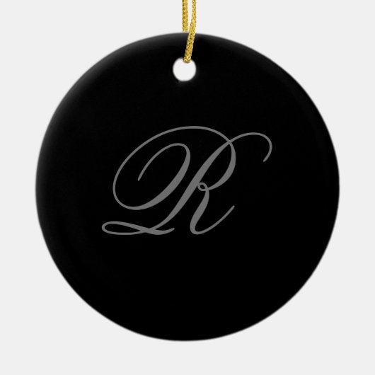 Minimalistisch zwart grijs vlak toevoegen Monogram Keramisch Ornament (Voorkant)