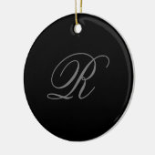 Minimalistisch zwart grijs vlak toevoegen Monogram Keramisch Ornament (Links)