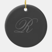 Minimalistisch zwart grijs vlak toevoegen Monogram Keramisch Ornament (Achterkant)