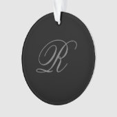 Minimalistisch zwart grijs vlak toevoegen Monogram Ornament (voorkant)