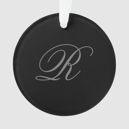 Minimalistisch zwart grijs vlak toevoegen Monogram Ornament (voorkant)