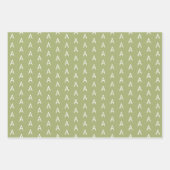 Minimalistisch zwart groen en goud monogram inpakpapier vel (Voorkant 3)