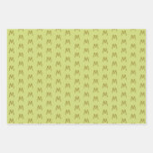 Minimalistisch zwart groen en goud monogram inpakpapier vel (Voorkant 2)