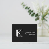Minimalistisch zwart groot Klassiek Monogram Visitekaartje (Staand voorkant)