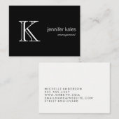 Minimalistisch zwart groot Klassiek Monogram Visitekaartje (Voorkant / Achterkant)