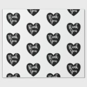 Minimalistisch zwart hart Dank u wel Typografie Cadeaupapier (Vlak)