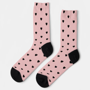 Minimalistisch Zwart Hartpatroon op Blush Pink Sokken