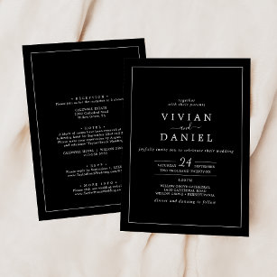 minimalistisch   Zwart in één bruiloft Kaart