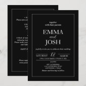 minimalistisch | Zwart in één bruiloft Kaart (Voorkant / Achterkant)