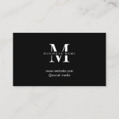 Minimalistisch zwart Initiaal script Klantenkaartje (Achterkant)