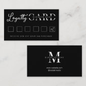 Minimalistisch zwart Initiaal script Klantenkaartje (Voorkant / Achterkant)