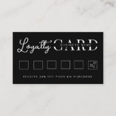 Minimalistisch zwart Initiaal script Klantenkaartje (Voorkant)