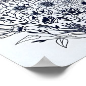 Minimalistisch zwart inktbloemboeket kunst poster  (Hoek)