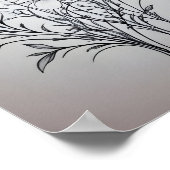 Minimalistisch zwart inktbloemboeket kunst poster  (Hoek)