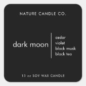 Minimalistisch zwart kaarsenetiket | Donkere maan Vierkante Sticker (Voorkant)